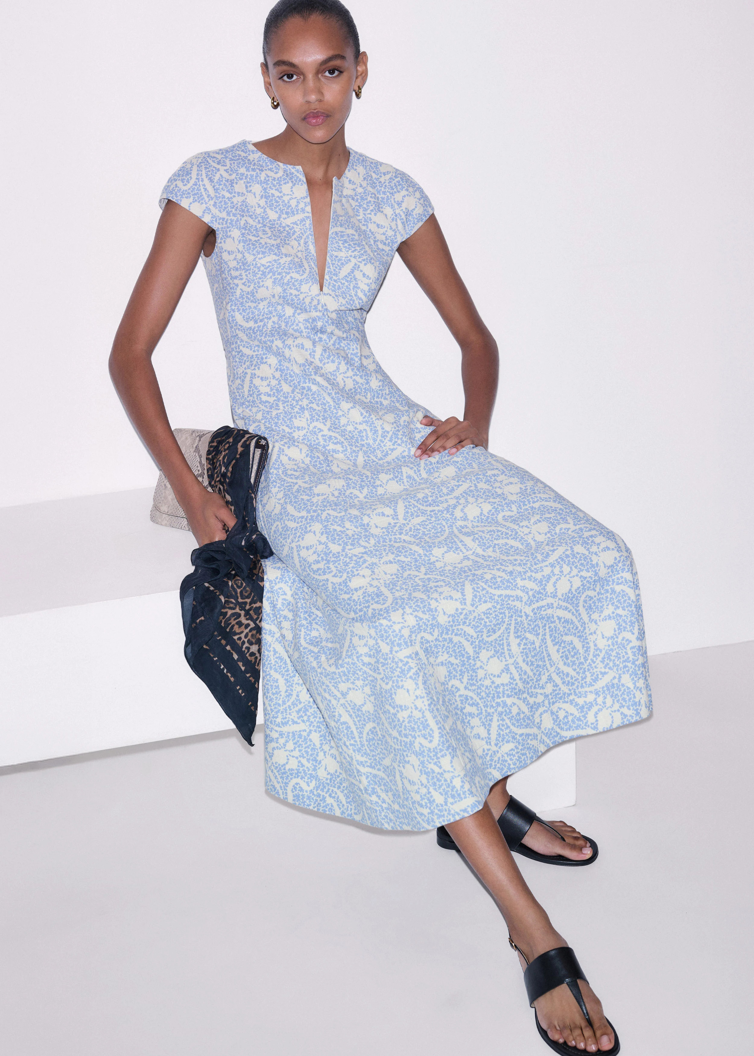 Fit + Flare Maxi Dress Textured Fabric | ME+EM US