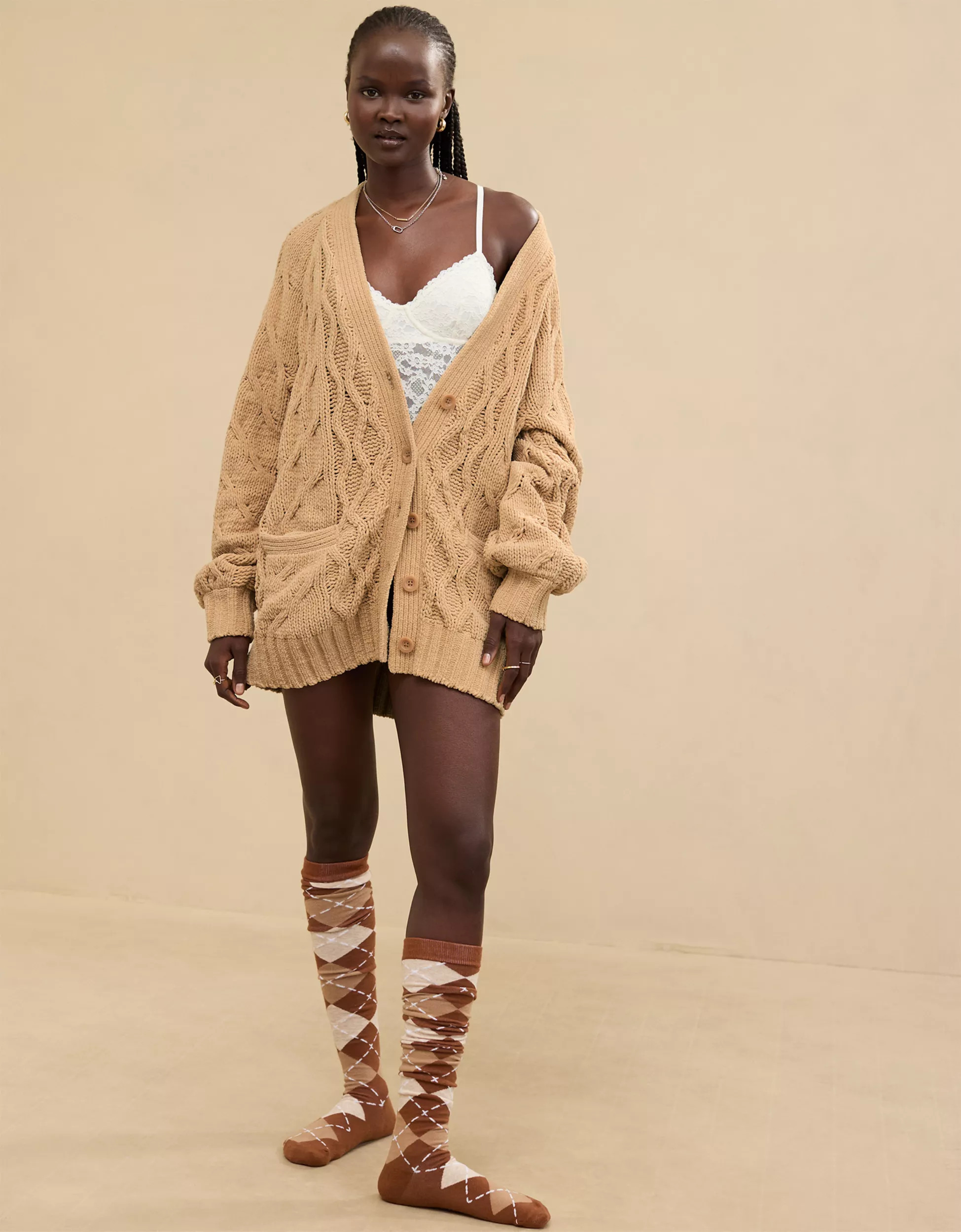 Aerie Oversized Cable Cardigan | Aerie