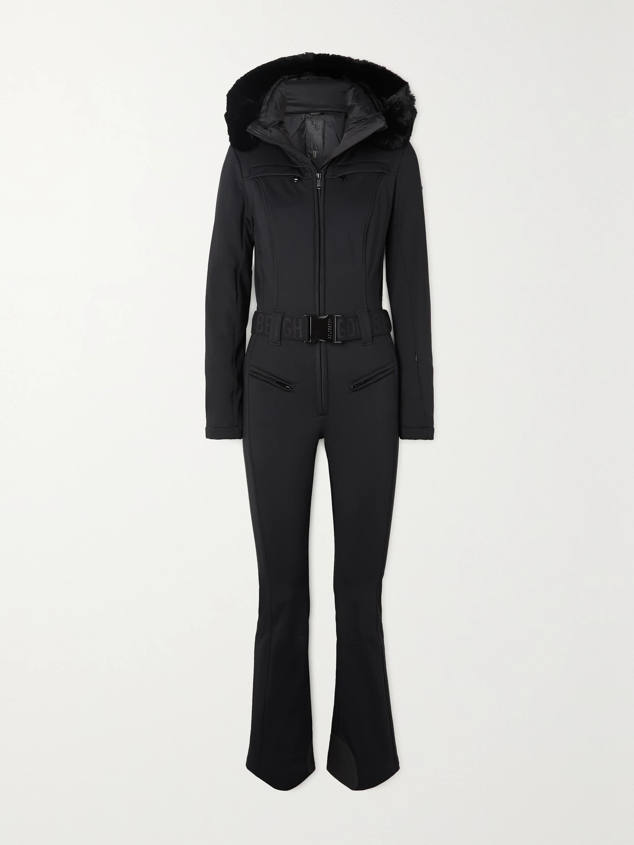 Goldbergh - Parry Belted Hooded Faux Fur-trimmed Ski Suit - Black | NET-A-PORTER (US)