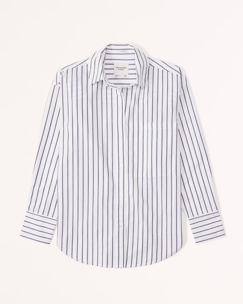 Oversized Poplin Button-Up Shirt | Abercrombie & Fitch (US)