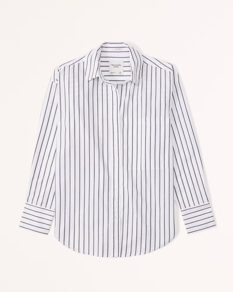 Oversized Poplin Button-Up Shirt | Abercrombie & Fitch (UK)
