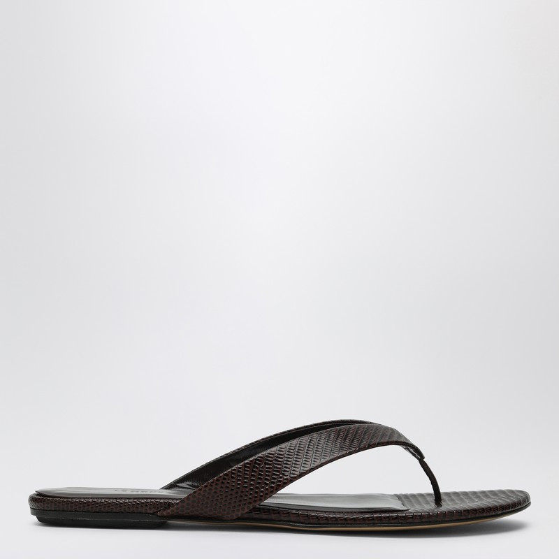 Brown leather flip-flops | The Double F