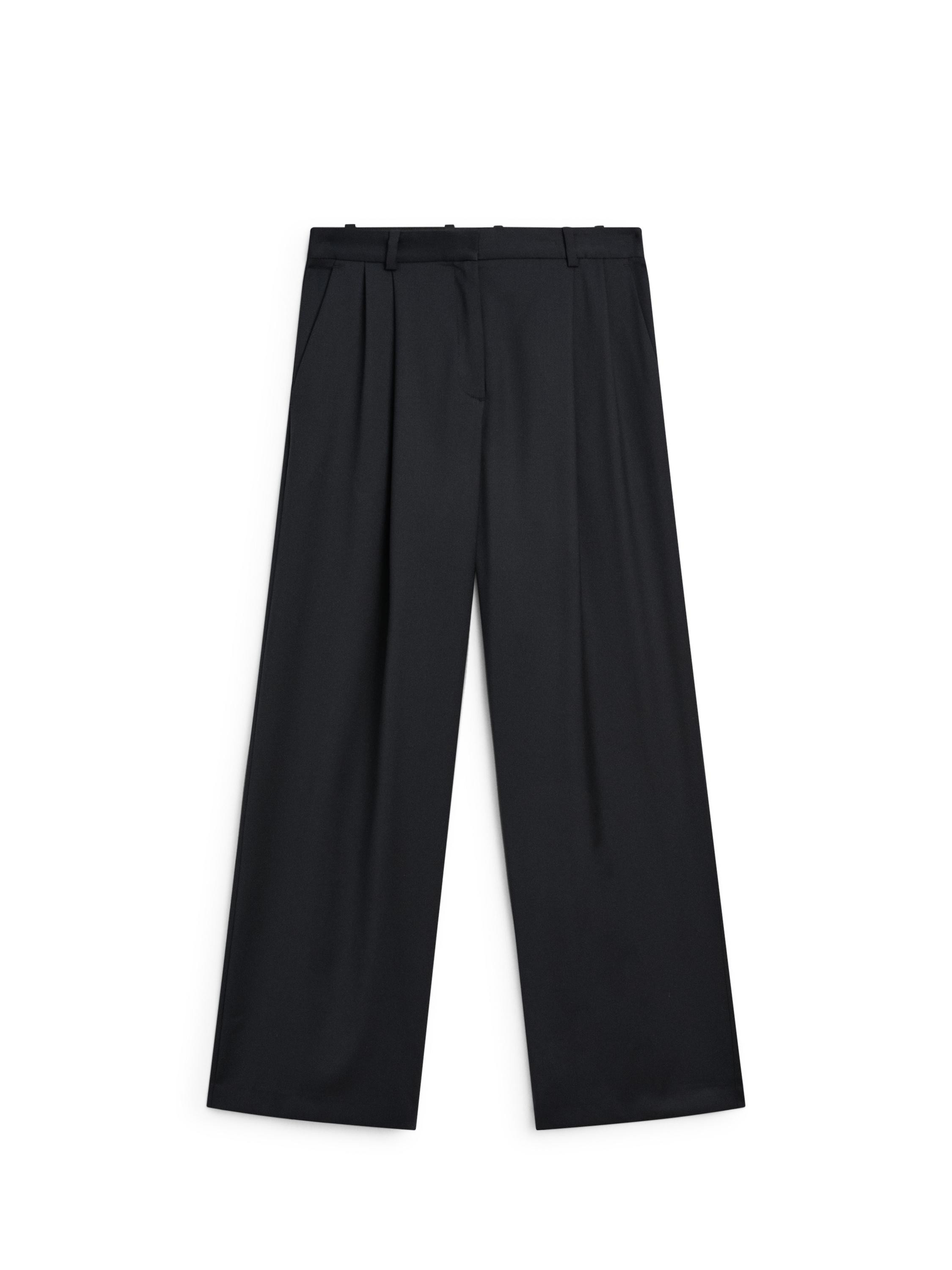 Pleated extra fine wool trousers - NAVY BLUE | Massimo Dutti US