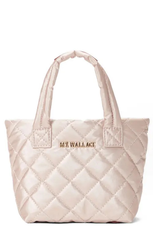 MZ Wallace Petite Metro Deluxe Quilted Nylon Tote in Pale Rose Gold Metallic at Nordstrom | Nordstrom