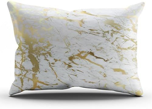 KEIBIKE Personalized Marble Texture Rectangle Decorative Lumbar Pillowcases Gold and White Retro ... | Amazon (US)