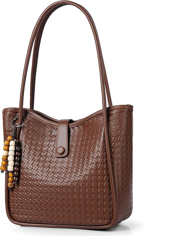 Leather Tote Bag for Women, Lightweight Ladies Handbags with Zipper for Travel & Commute | Amazon (US)