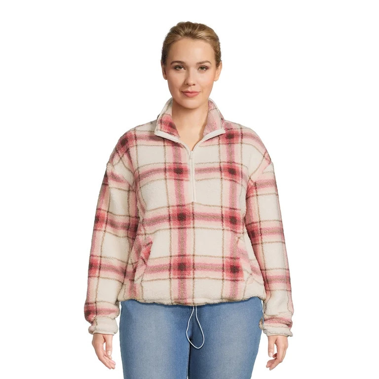 No Boundaries Juniors Plus Size Printed Plush Half Zip Pullover | Walmart (US)