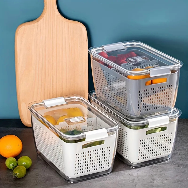 Organize Your Kitchen with this Refrigerator Storage Box: Transparent, Stackable, and Drainable f... | Temu Affiliate Program