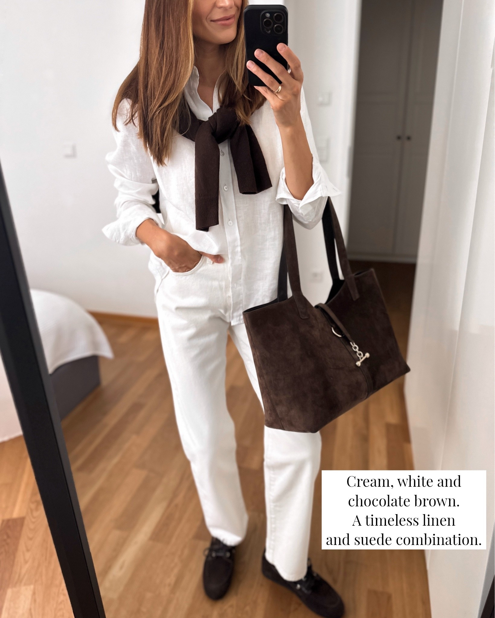 Keeping it classic with linen, cream denim, and rich chocolate brown accents 🤎🤍

Linen shirt & boat shoes @Boden (UK)  Both are true to size. I’m wearing the shirt in a size M (Regular) and the shoes in EU 40.

Denim — Levi’s Easy Dad. They run quite loose through the hips, so I sized down to a 26 with a 30” inseam.

Bag — suede tote by @Strathberry 

#smartcasual #ad #outfitoftheday @Boden (US)