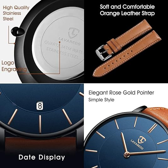 BEN NEVIS Watch, Mens Watch, Minimalist Fashion Simple Wrist Watch Analog Date with Leather Strap | Amazon (US)