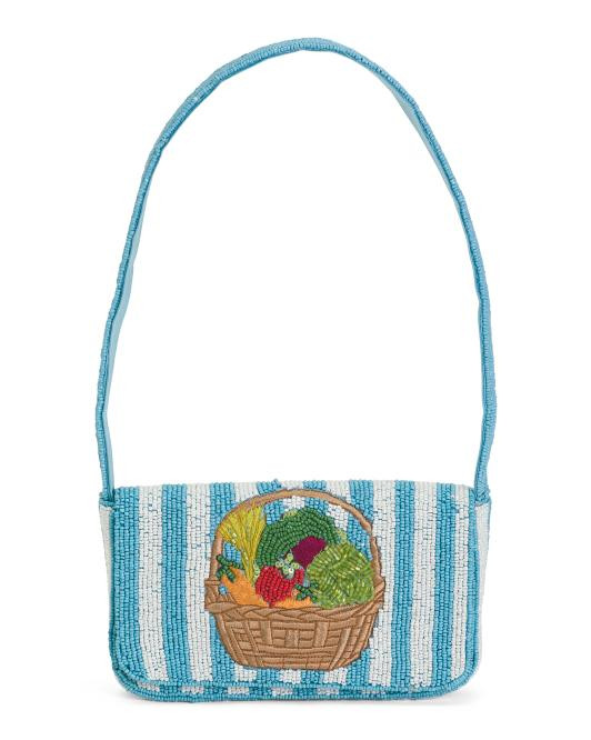 Beaded Farmers Basket Flap Shoulder Bag | TJ Maxx