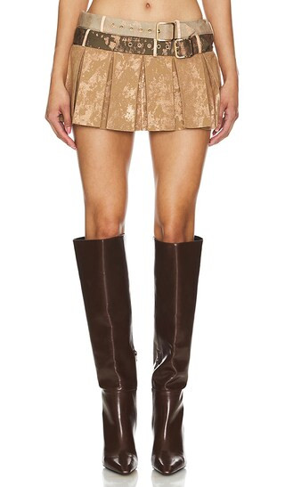 Davina Skirt in Coated Sand Dust | Revolve Clothing (Global)