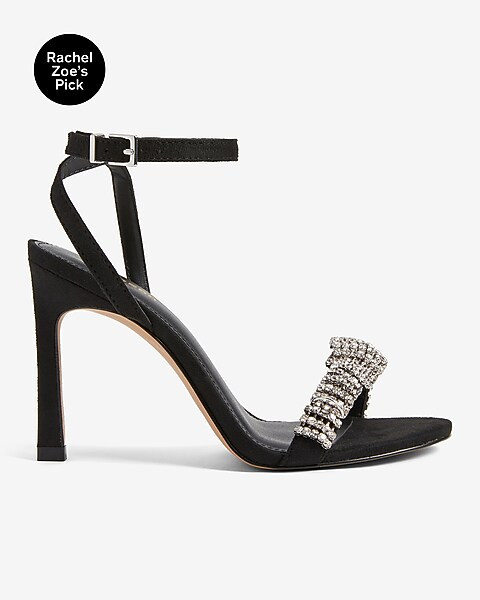 Rhinestone Embellished Knot Heeled Sandals | Express