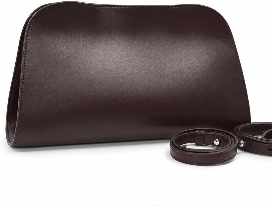 Genuine Leather Clutch Purses for Women, Underarm Evening Bag with Detachable Strap, Formal Satch... | Amazon (US)