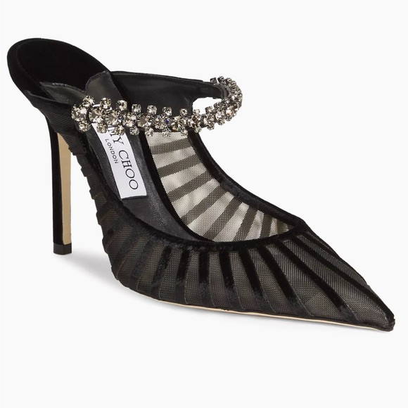 Jimmy Choo Bing 100MM Crystal-Embellished Mesh Mules 37 | Poshmark