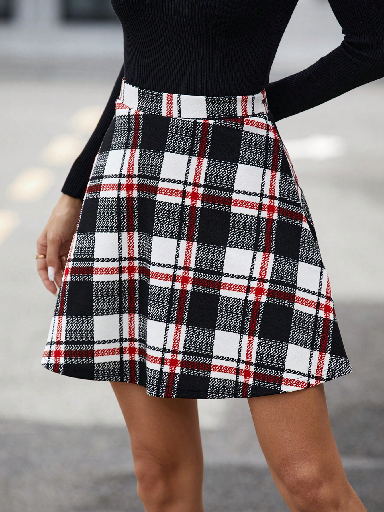SHEIN LUNE Plaid Print A-Line Skirt | SHEIN