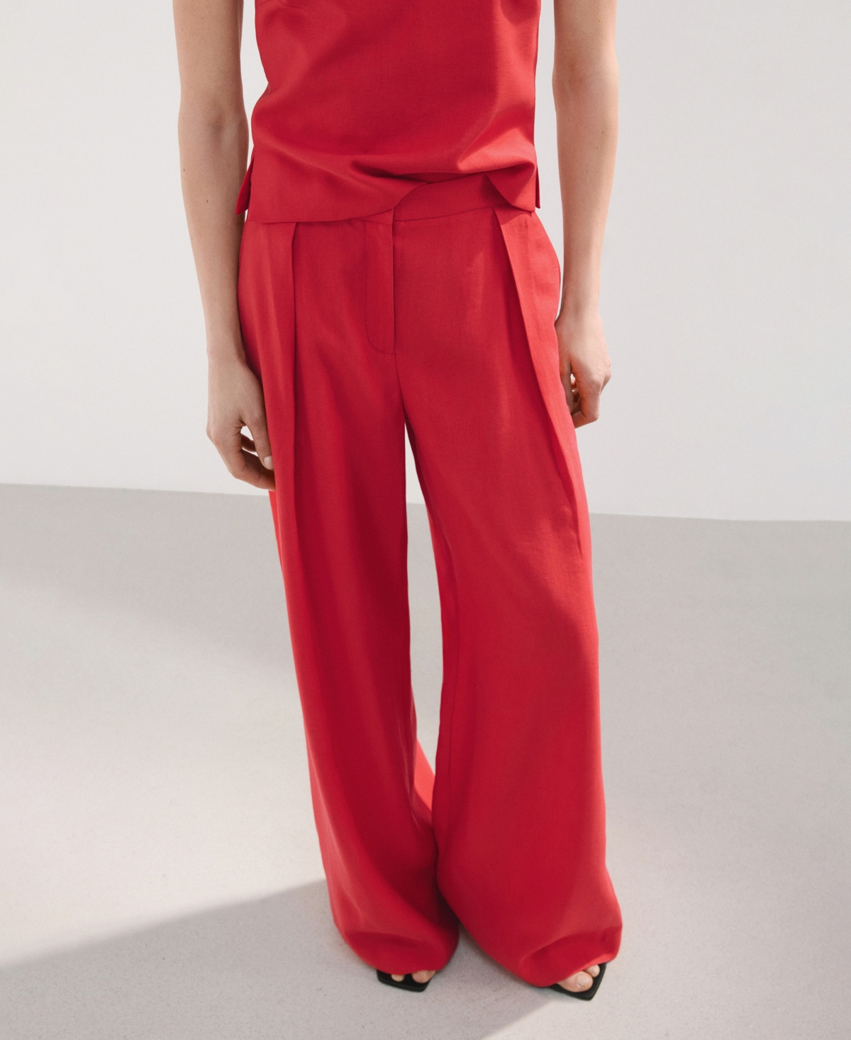 Mango Women's Straight-Fit Lyocell Pants - Red | Macy's