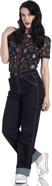 Hell Bunny Tischler 40s Jahre Stil Rockabilly Jeans - Blau | Amazon (DE)