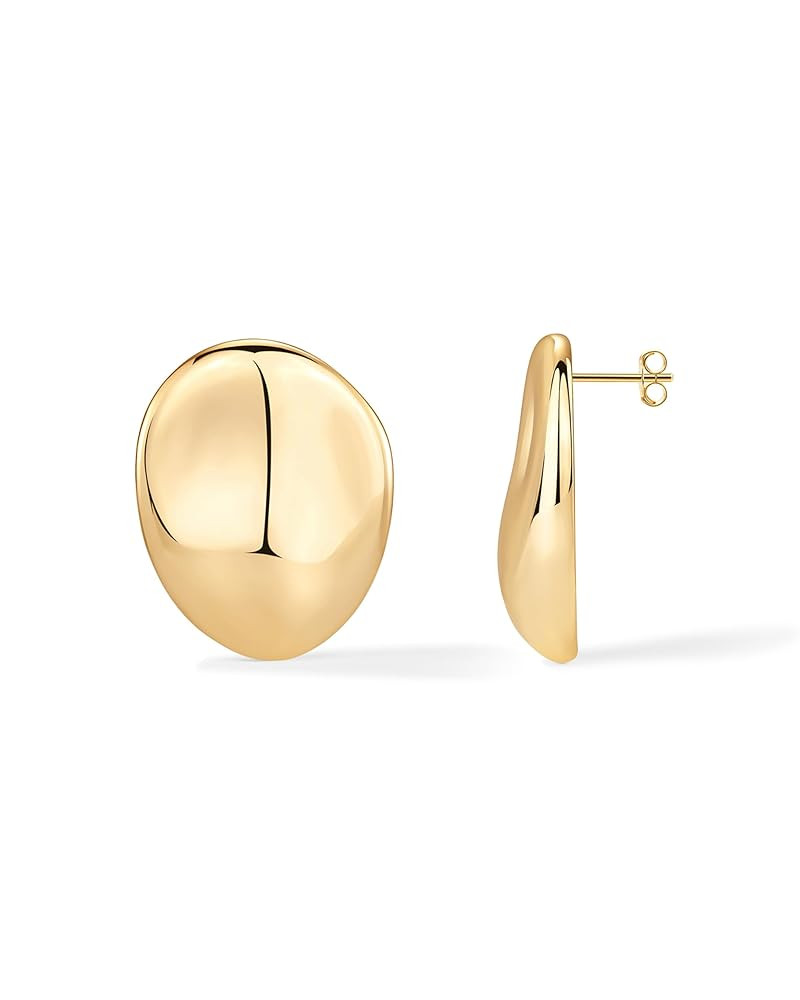 PAVOI 14K Gold Plated Sterling Silver Posts Chunky Vintage Organic Hammered Brushed and Textured ... | Amazon (US)