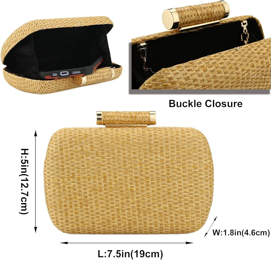 YYW Straw Clutch Purse for Women Wedding Hand-Woved Evening Straw Handbag Party Wedding Summer Be... | Amazon (US)