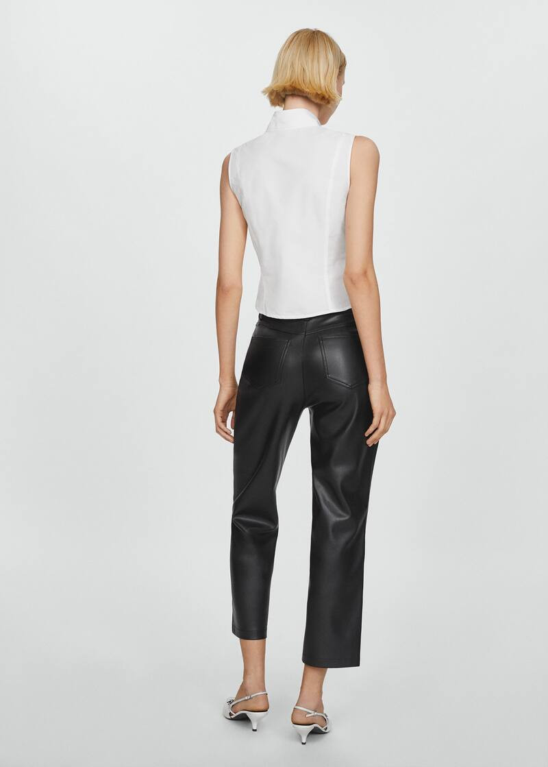 Leather-effect straight trousers -  Women | Mango United Kingdom | MANGO (UK)