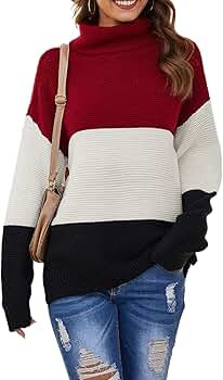 Asvivid Chunky Turtleneck Sweaters for Women Long Sleeve Knit Pullover Sweater Jumper Tops | Amazon (US)