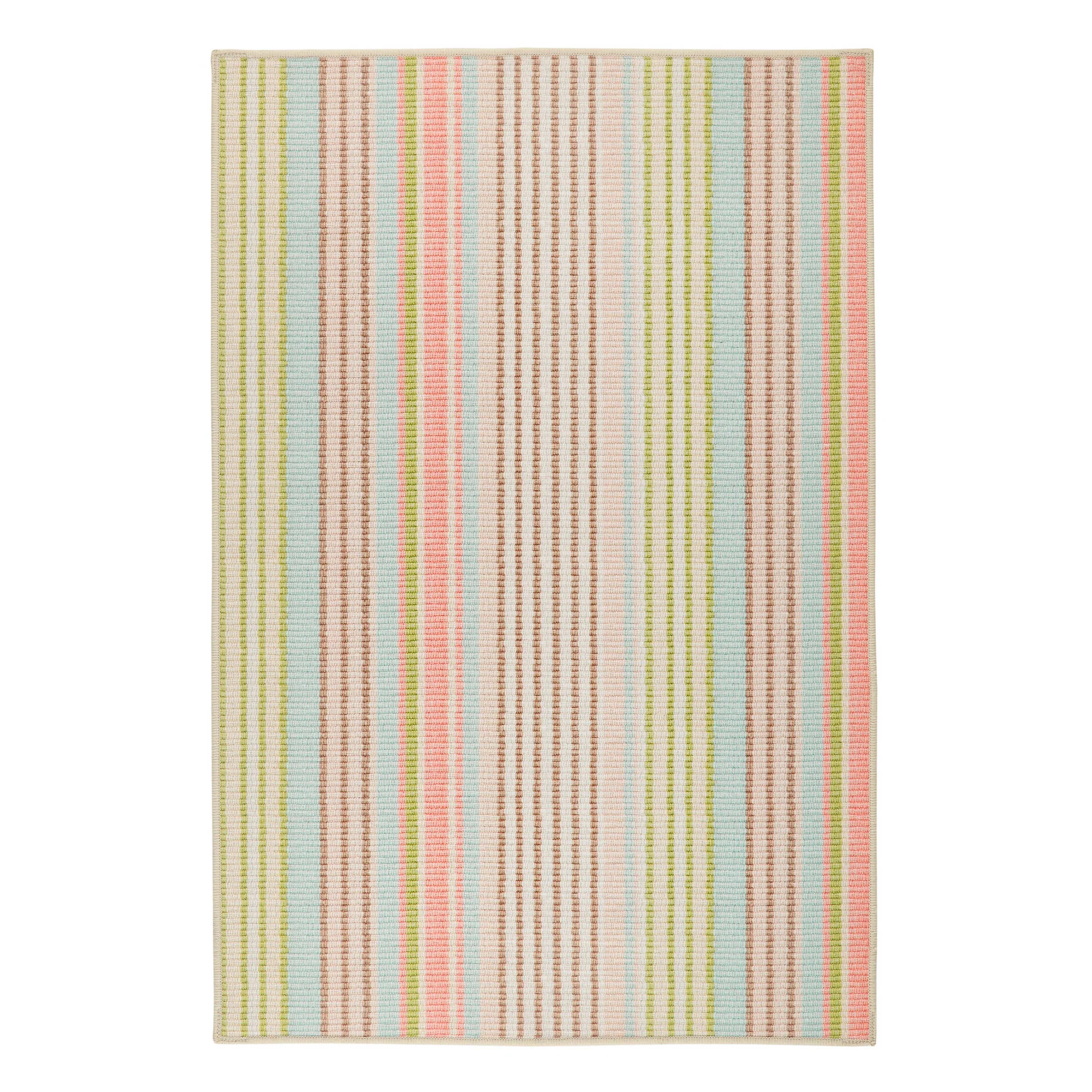 Ana Ticking Aqua Machine Washable Rug - 6x9 | Annie Selke