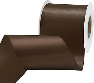 Brown Satin Ribbon 3 inch X 15 Yards Polyester Ribbon for Gift Wrapping Very Suitable for Wedding... | Amazon (US)