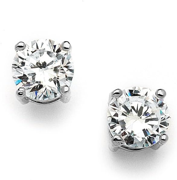 Mariell Cubic Zirconia Crystal Stud Earrings, 2 Carat Round CZ Solitaire, Imitation Diamond Earri... | Amazon (US)