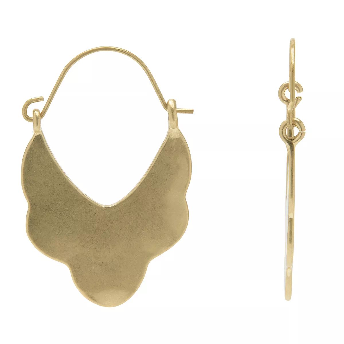 Sonoma Goods For Life® Gold Tone Hammered Scalloped Hoop Earrings | Kohl's