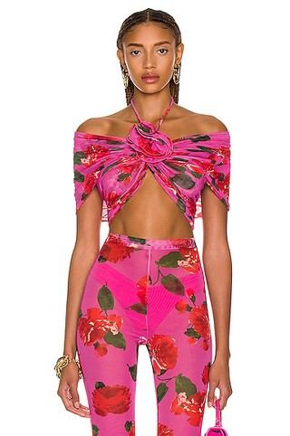 Magda Butrym Ruched Crop Top in Pink | FWRD | FWRD 