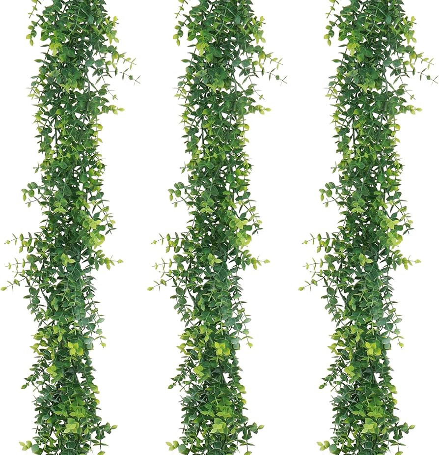 Artflower 3 Pack Artificial Eucalyptus Garland, 5.9Ft/pcs Faux Eucalyptus Vines Greenery Garland ... | Amazon (US)