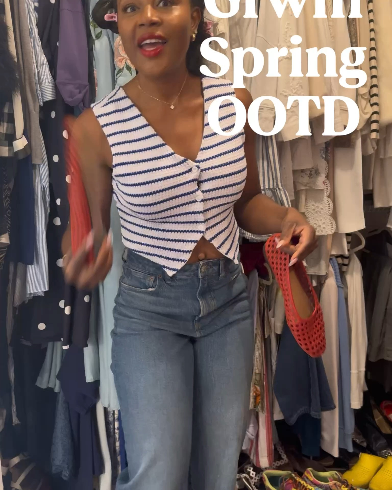 Happy Memorial Day weekend 🤍🌧️ The rain, the humidity, the muddy sandals, the makeup camera betrayal… a cinematic lifestyle vlog in one paragraph. Here’s a polished caption version for your style of content:

Rainy mornings, humid air, and slow Memorial weekend moments 🌧️🤍
Hope you guys are having a restful holiday weekend so far. It has been nonstop rain here, but honestly… sometimes those slower mornings are needed. Today turned into a skincare + GRWM kind of day and somehow I filmed the entire makeup process only to realize my face was completely out of frame 😂 Out of practice is definitely a real thing.

OOTD today:
• Madewell Vintage Curvy jeans in the darker wash
• braided sandals from Madewell
• vest from SHEIN that still pulls outfits together so effortlessly

And yes… I wore the sandals to an estate sale and stepped directly into mud like I was auditioning for a countryside survival documentary 🥲 washed them off immediately so hopefully they recover.

Finished the look with a bold red lip, my favorite CHANEL Boy scent, and a little touch of Dior Oud Ispahan magic. Rainy days still deserve pretty moments.

#GRWM #MemorialDayWeekend #MadewellStyle #VintageCurvyJeans #RainyDayStyle #SlowLiving #FitLifestyle #MomStyle #EstateSaleFinds #CountrysideLiving #RedLipSeason #ChanelBeauty #DiorBeauty #LTKStyle #CasualLuxury #WeekendVibes

#LTKgrwm #LTKootd #LTKBeauty