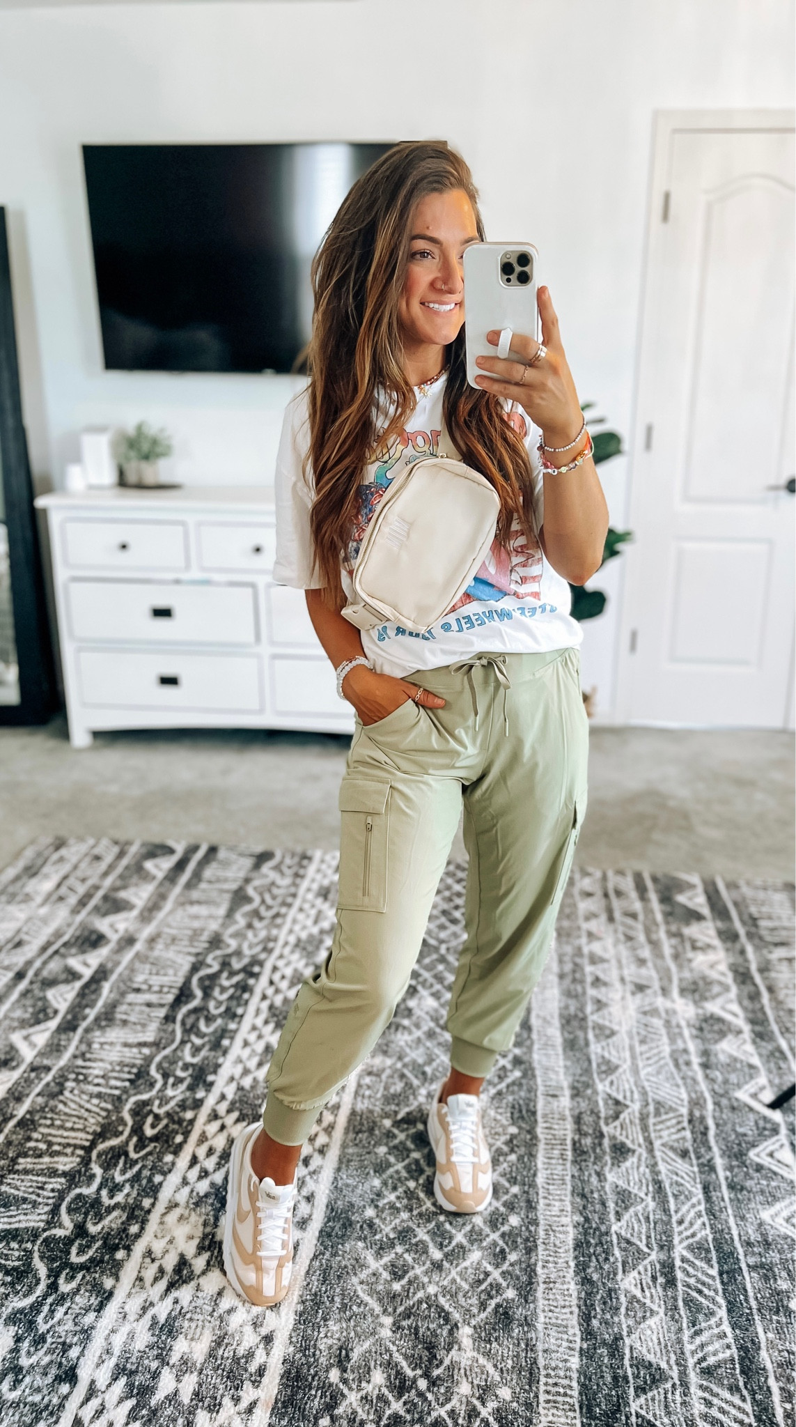 LOVE these joggers!! Sized up to M, but would prefer my true size small. Nikes still on major markdown-extra 20% off with code SUMMER 

#LTKSeasonal #LTKshoecrush #LTKsalealert