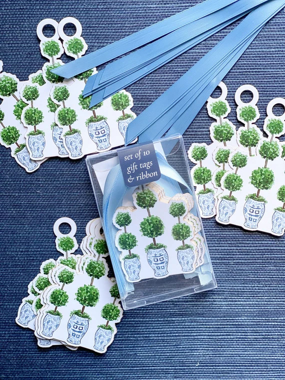 Topiary Gift Tags  - set of 10 | Chinoiserie Gift Tags | Shaped Gift Tags | Die Cut Gift Tags | Etsy (US)