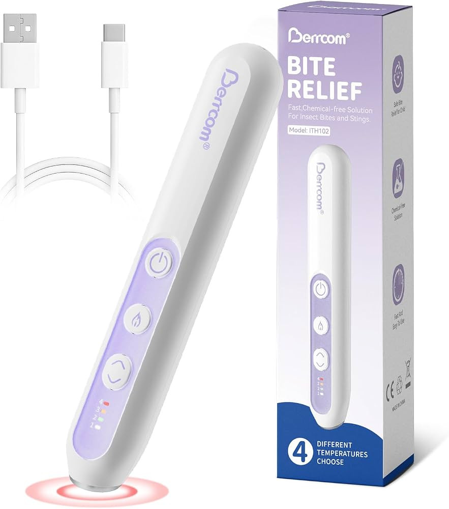 Berrcom Insect Bite Relief Device, Chemical-Free Heat Therapy for Itch & Swelling, 4-Level Temper... | Amazon (US)