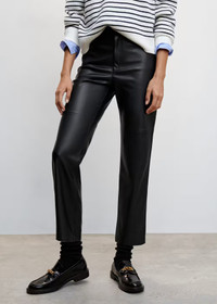Click for more info about Leather-effect straight trousers