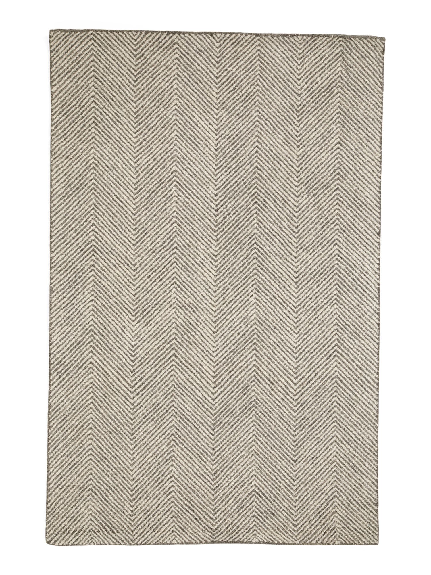 Wool Herringbone Contemporary Area Rug | TJ Maxx