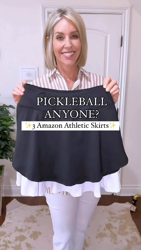  3 Amazon comfy athletic skirts for tennis, pickle ball or errands. 3 different styles including flat front, pleated and longer pleated skirts.  All 3 have a large high waistband and bike shorts underneath.  They come in many colors and the fit is true to size.

📣 And I have c0des! Enter them near payment section.

• Light Blue Pleated Skirt comes in 10 colors and fits true to size. Use 10% c0upon + 30% off c0de JK65UIQX
• White Longer Length Pleated Skirt comes in 12 colors and fits true to size. Use 30% c0de B925ONOW . Under $14!
• Black Flat Front Skirt comes in 19 colors and fits true to size.  10% of c0de applied at checkout. Under $18!

#LTKOver40 #LTKVideo #LTKFindsUnder50
