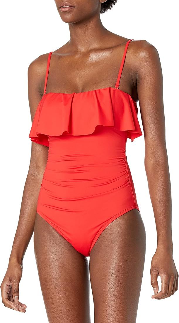 La Blanca Women's Standard Island Goddess Ruffle Bandeau One Piece Swimsuit | Amazon (US)