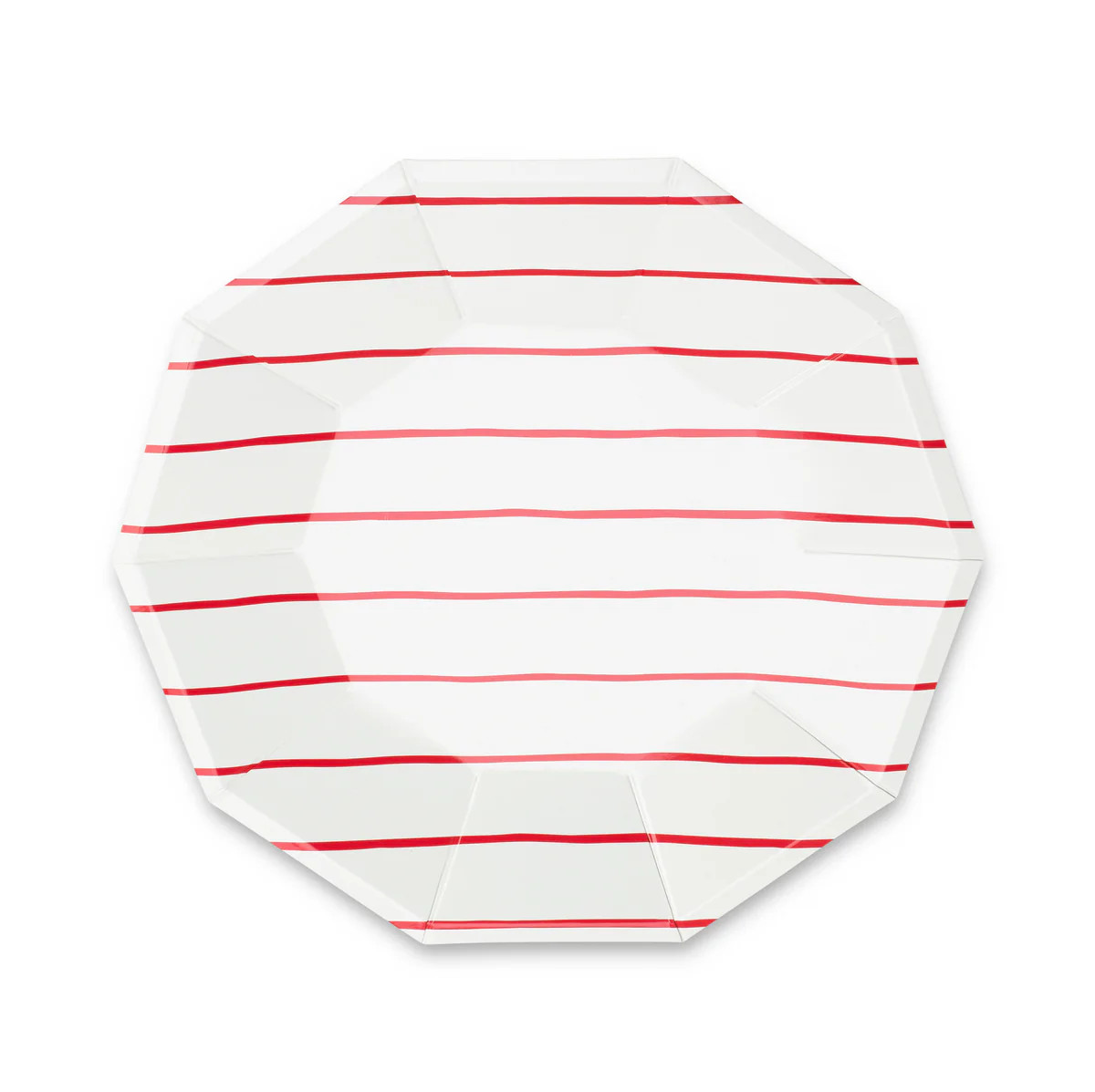 Frenchie Striped Large Paper Plates - Candy Apple Red | Ellie and Piper