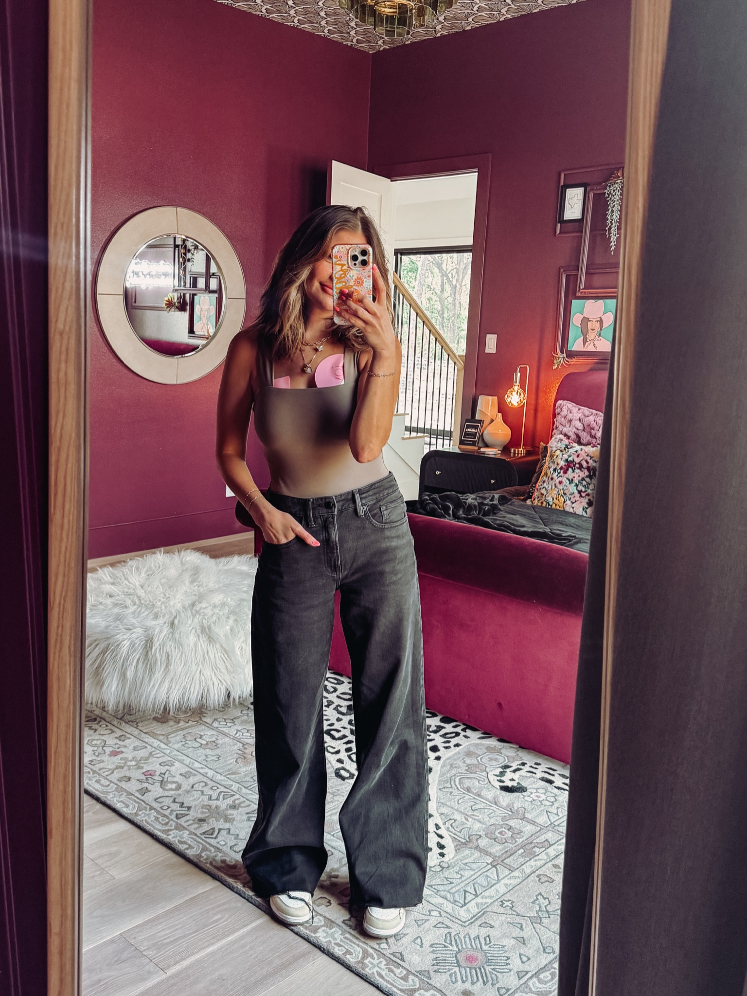 ootd on this warm spring day! softest denim I own, wearing a size 26, could wear a 25. size down at least one! my body suit is true to size and so comfortable! my sneakers are the Jordan 1 low ‘pastel grind'. I can’t find an adult shoe in stock but i’ve linked the GS

#LTKstyletip #LTKfamily #LTKfindsunder100