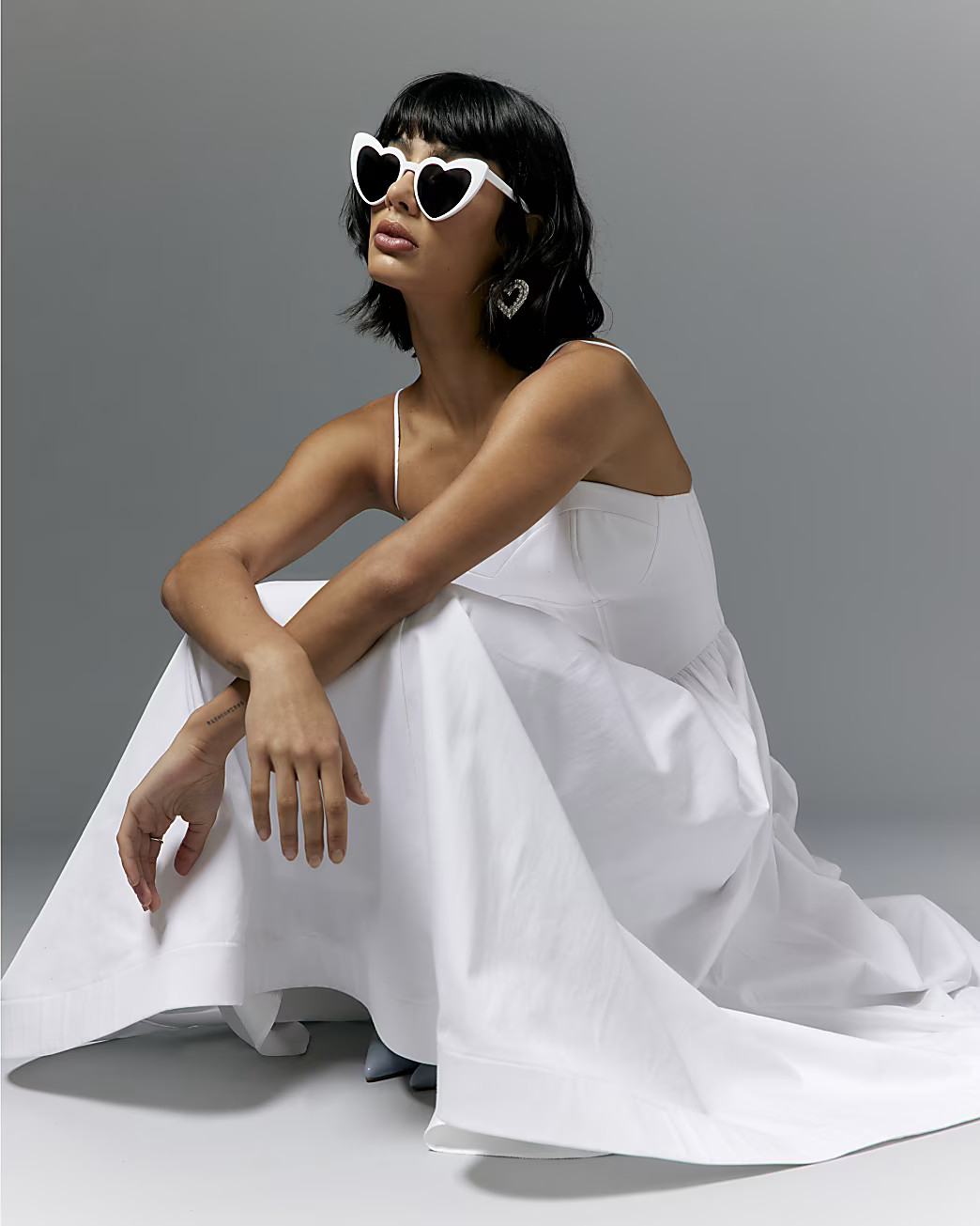 White Corset Detail Prom Midi Dress | River Island UK & IE