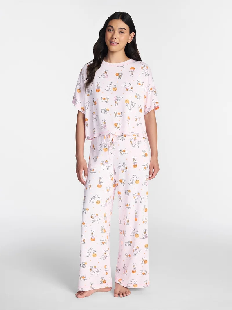 Way to Celebrate Women's Hacci Knit Short Sleeve Sleep Top, Sizes XS to 3X | Walmart (US)