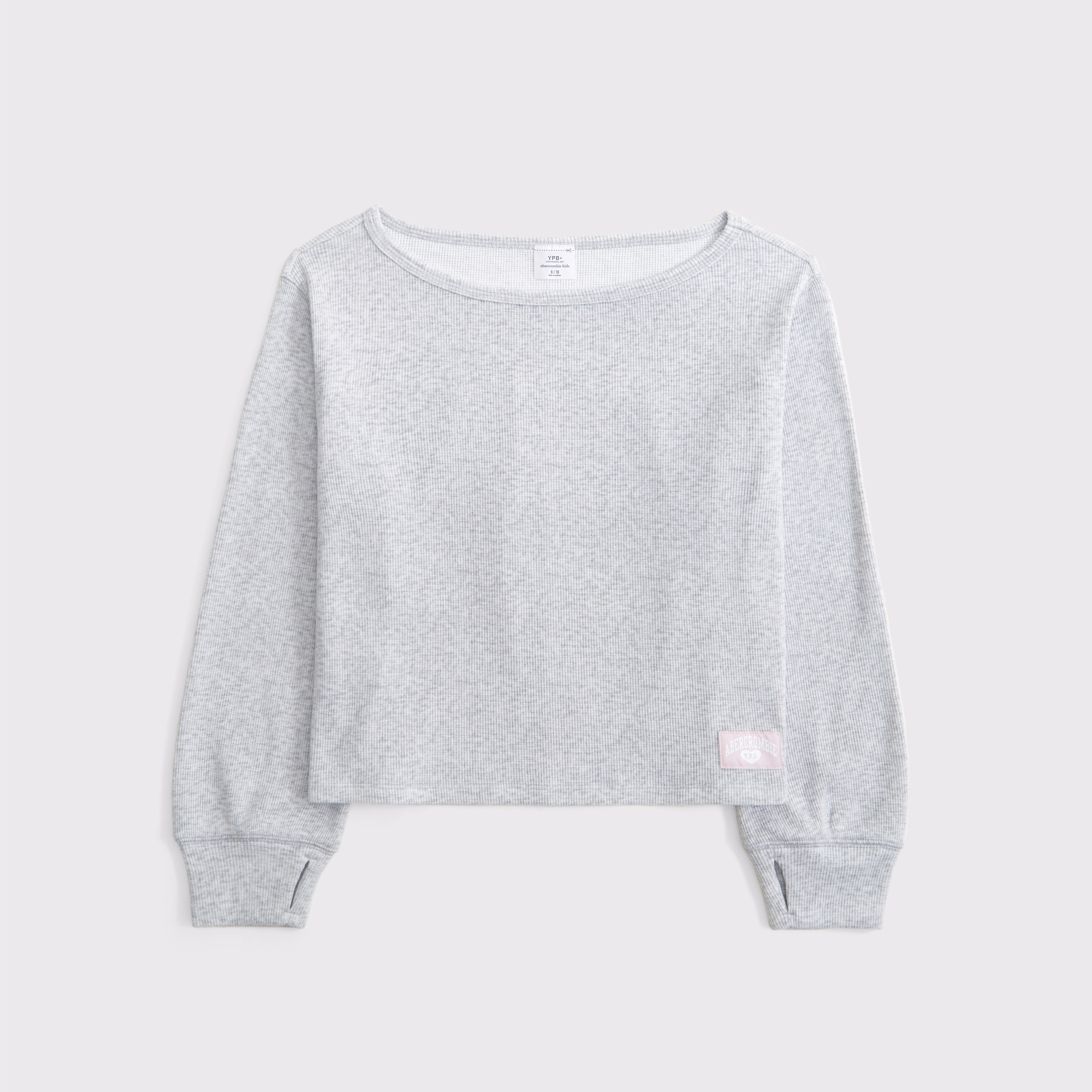 cropped waffle off-the-shoulder sweatshirt | Abercrombie & Fitch (US)