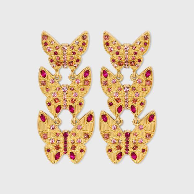 SUGARFIX by BaubleBar Stacked Metallic Butterfly Drop Earrings | Target