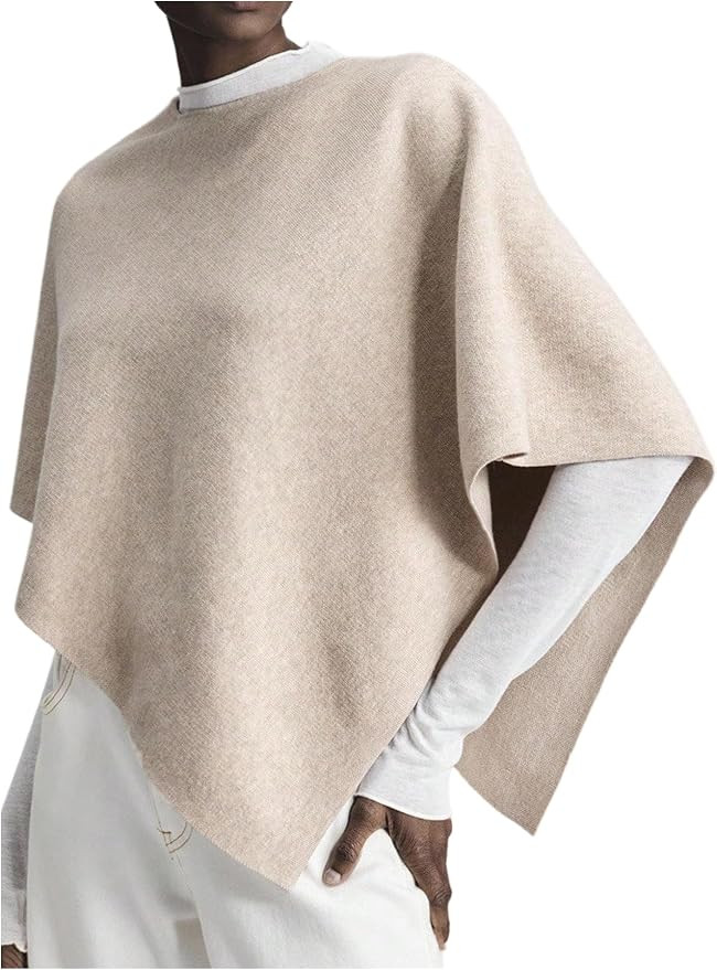 Verdusa Women's Old Money Clothes 3/4 Sleeve Asymmetrical Poncho Sweater Elegant Knit Shawl Tops ... | Amazon (US)