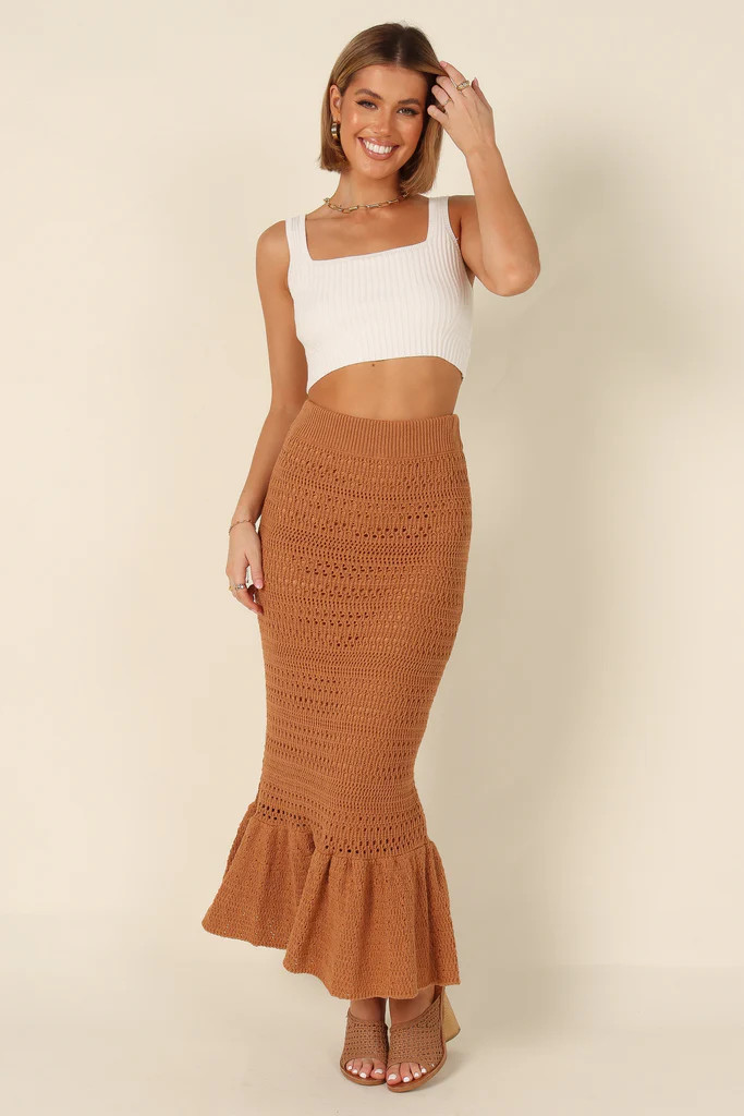 Nicolette Knitted Midi Skirt - Rust | Petal & Pup (US)