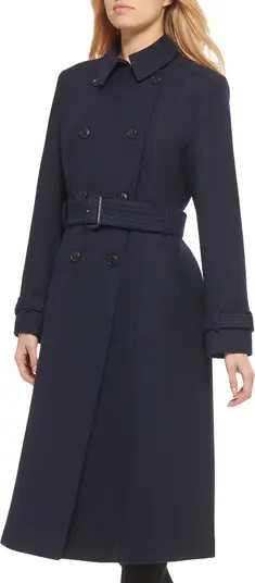 Flared Belted Wool Blend Trench Coat | Nordstrom