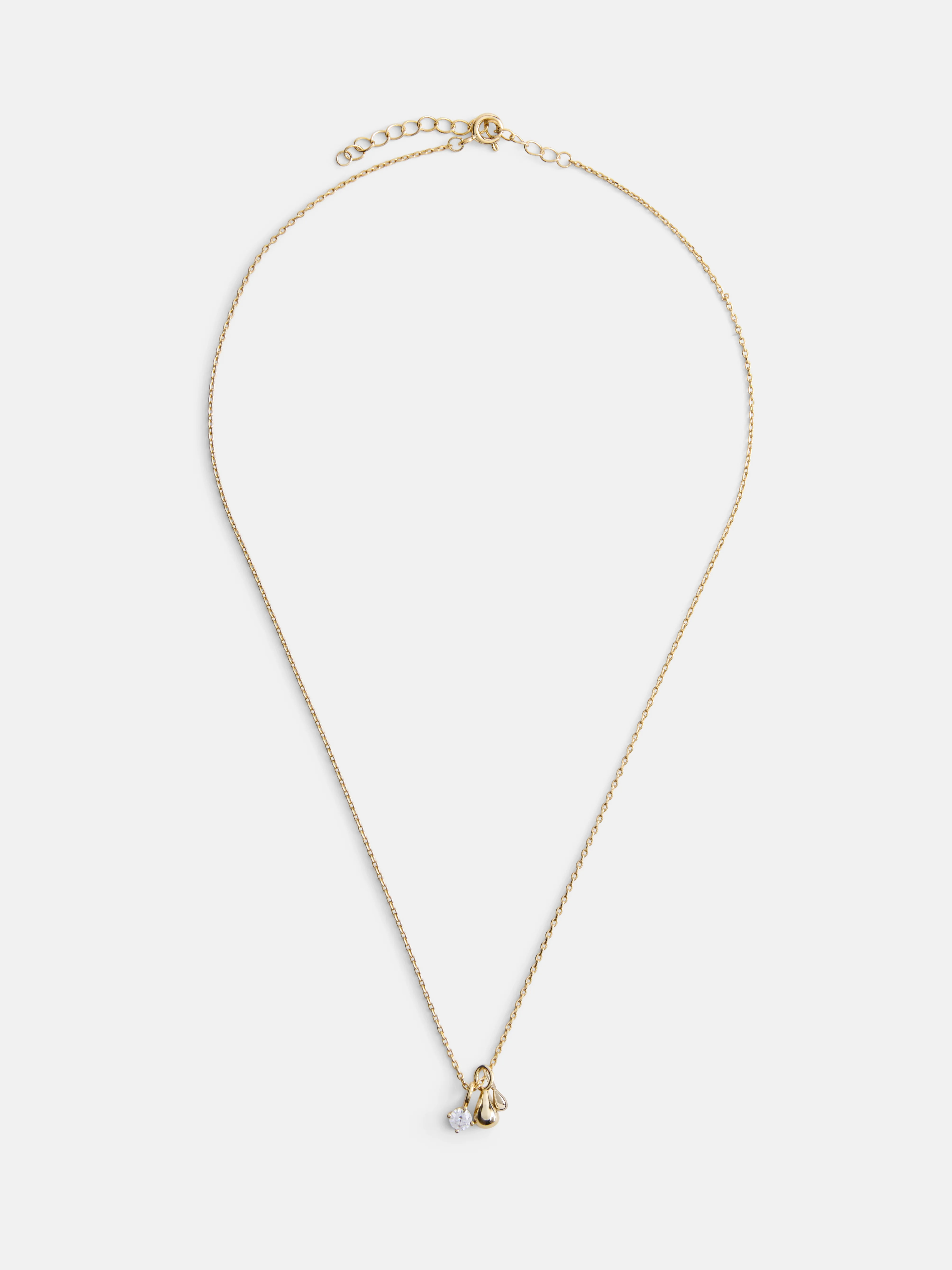 Free Assembly Women's Demi Fine 14k Gold Plated Cubic Zirconia Charm Necklace, 16" + 2" Extender | Walmart (US)